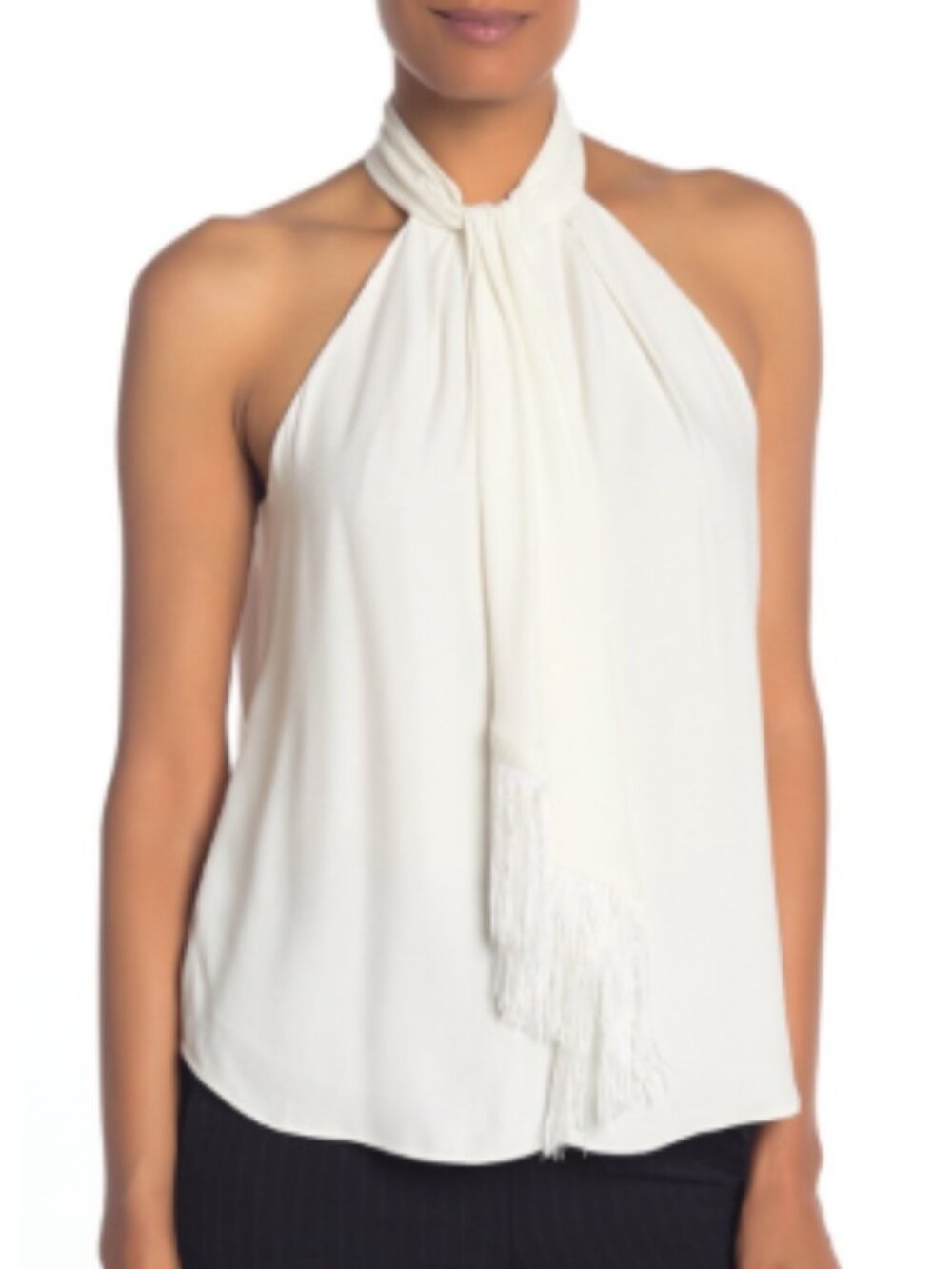 Joie Leikyn White Fringe Draped Top | Size S